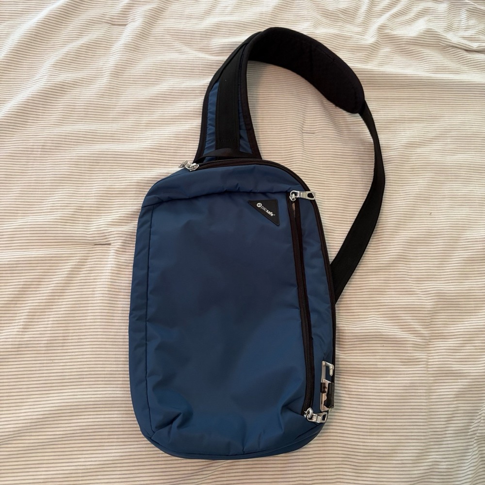 Pacsafe Vibe 325 10 Liter Anti Theft Sling Crossbody Travel Blue Personal Bag - Picture 5 of 12